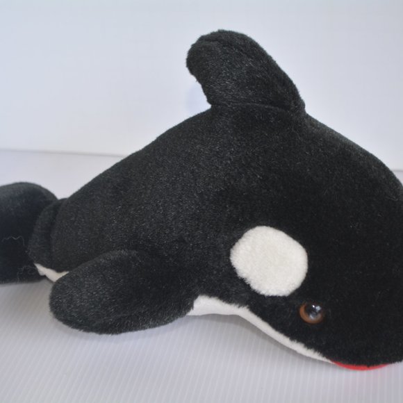 VTG Shamu Orca Killer Whale Plush Stuffed Animal Kid Toy 13" Ocean Aquatic Black - Picture 1 of 8